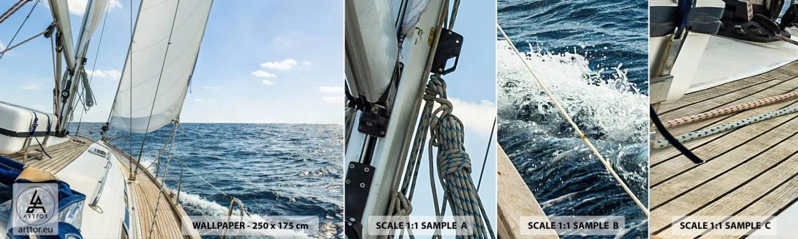 Vzor Fototapety Samolepicí Deluxe Sticker - Ahoj, dobrodružství - Jachta, Moře, Plachtění - 100x30 cm