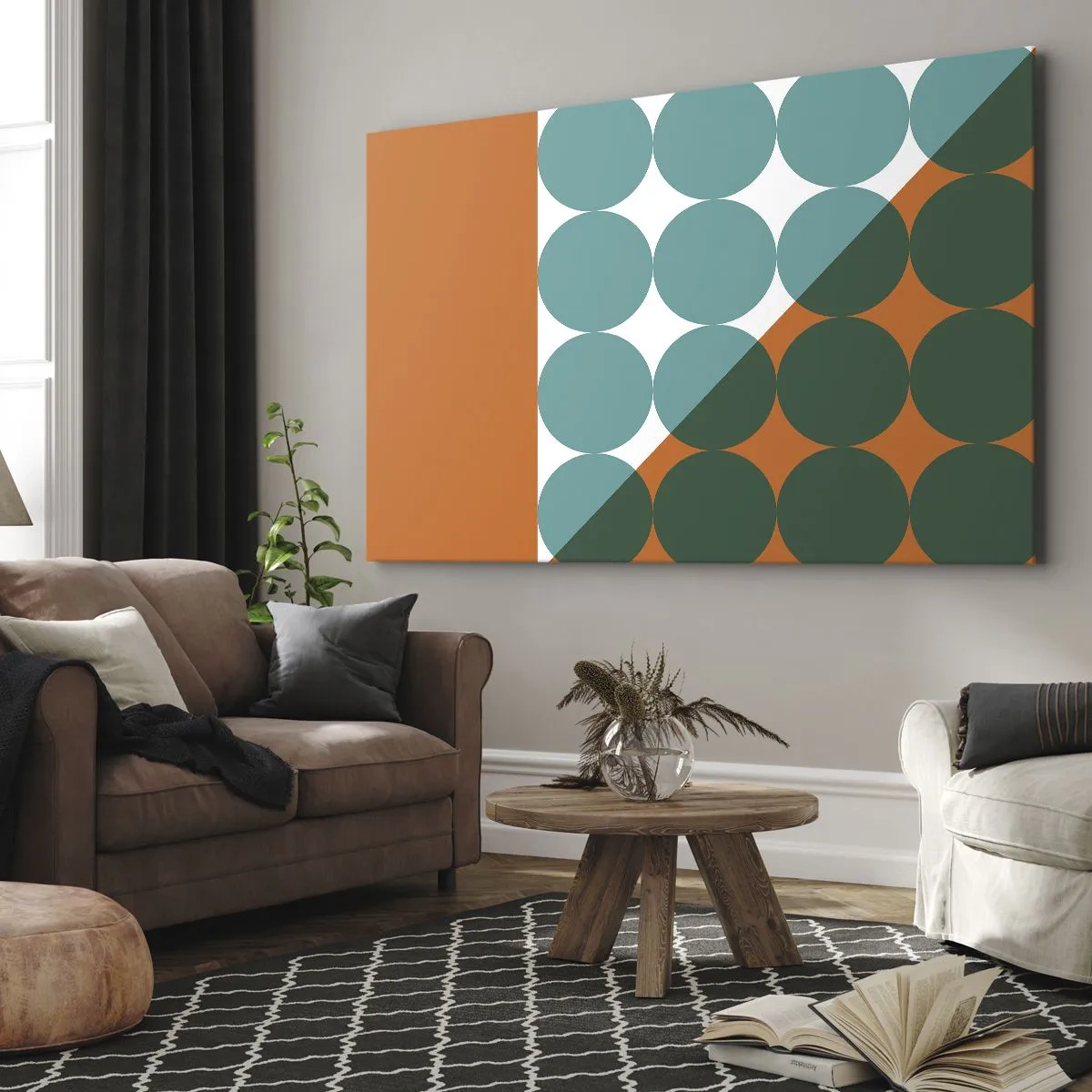 Obraz na plátně - Geometrické vzory v kontrastních barvách - 70x50cm - Nahoru a šikmo - Moderní nástěnná dekorace do obývacího pokoje a ložnice ARTTOR
