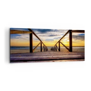 Obraz na plátně - Přímo na tichou pláž při západu slunce - 100x40 cm