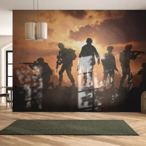 Fototapeta Premium Sand - Brothers in arms - Válečný, Voják, Puška - 150x105 cm