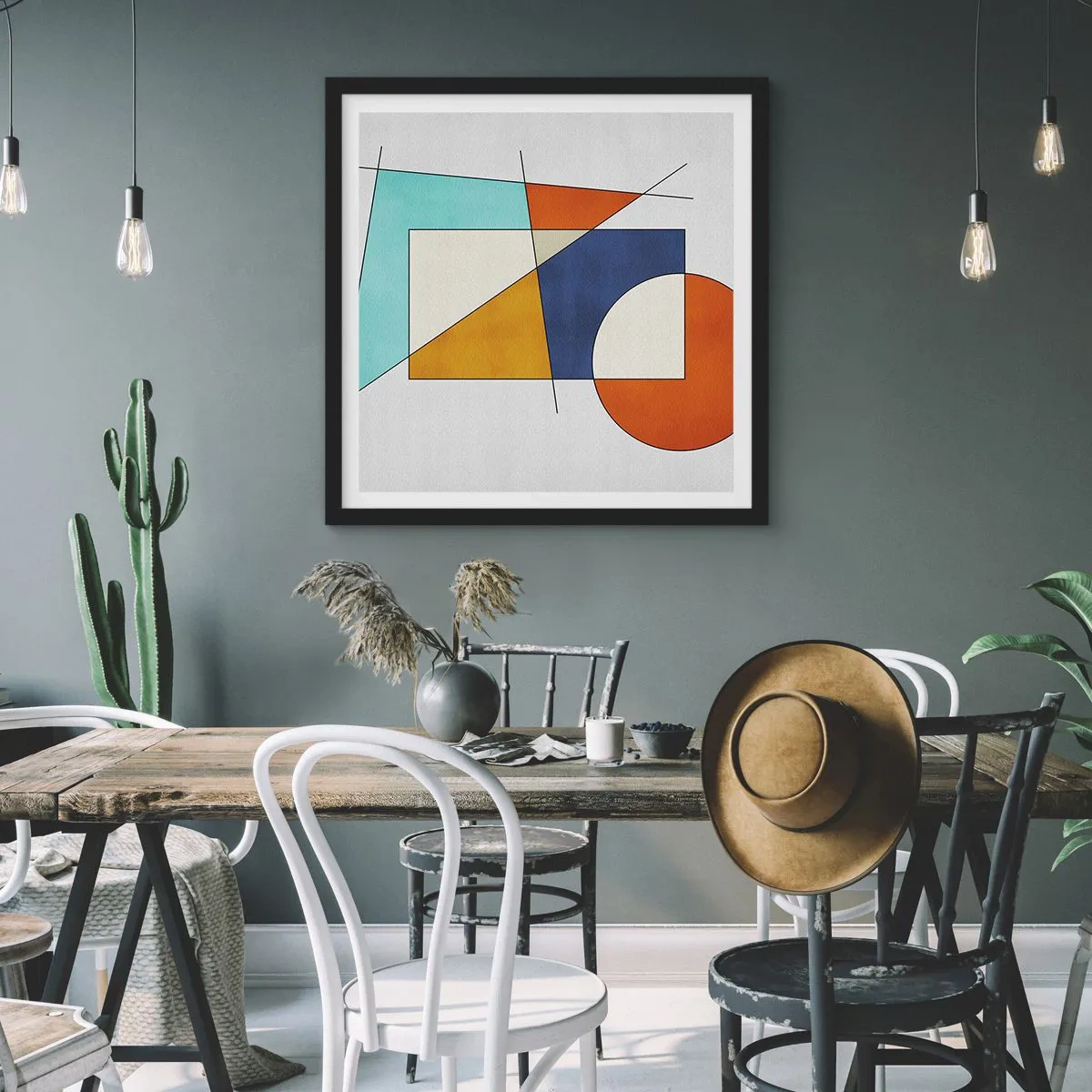 Plakát v černém rámu - Abstrakce: modernistická zábava - 40x40 cm