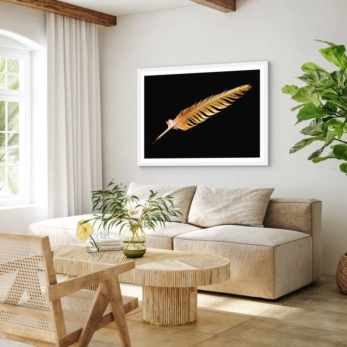 Plakát v bílém rámu - Krásne peříčko… - 40x30 cm