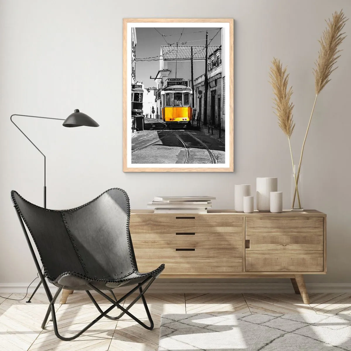 Plakát v rámu světlý dub - Duch Lisabonu - 70x100 cm