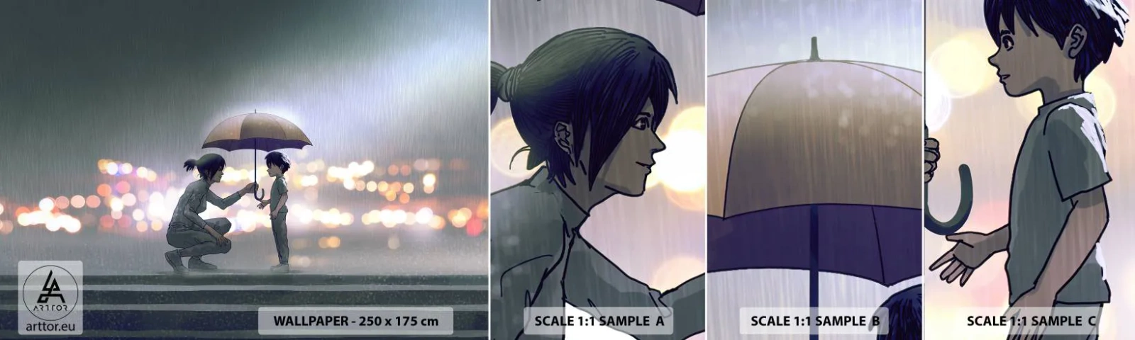 Fototapeta Vzorek Standard Eco - A vše je v pořádku - Pro děti, Rodina, Deštník - 100x30 cm