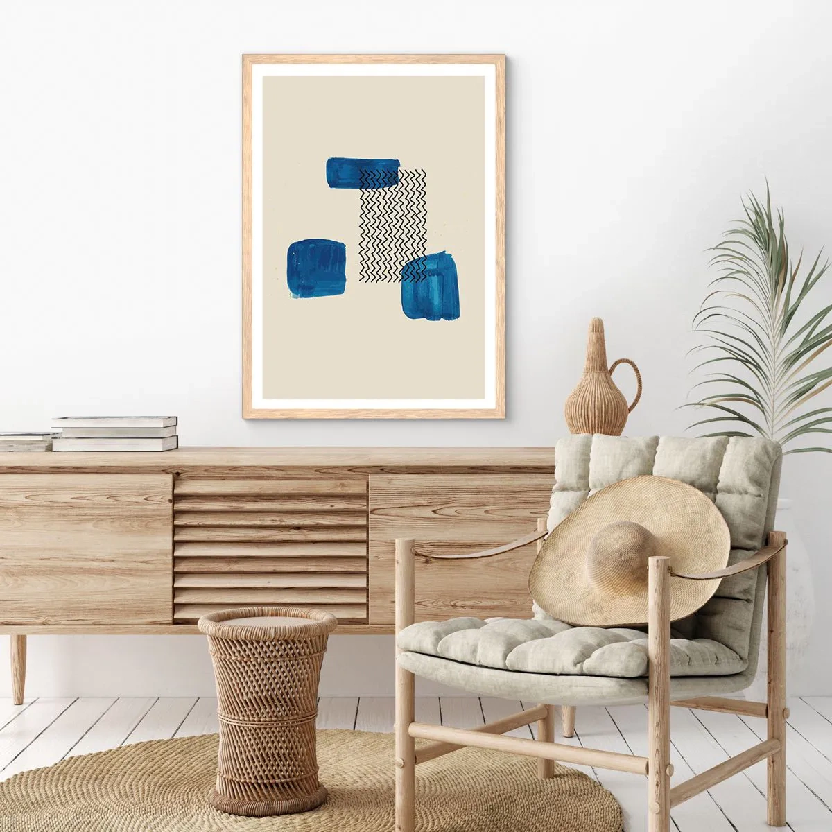 Plakát v rámu světlý dub - Abstraktní kvarteto - 40x50 cm