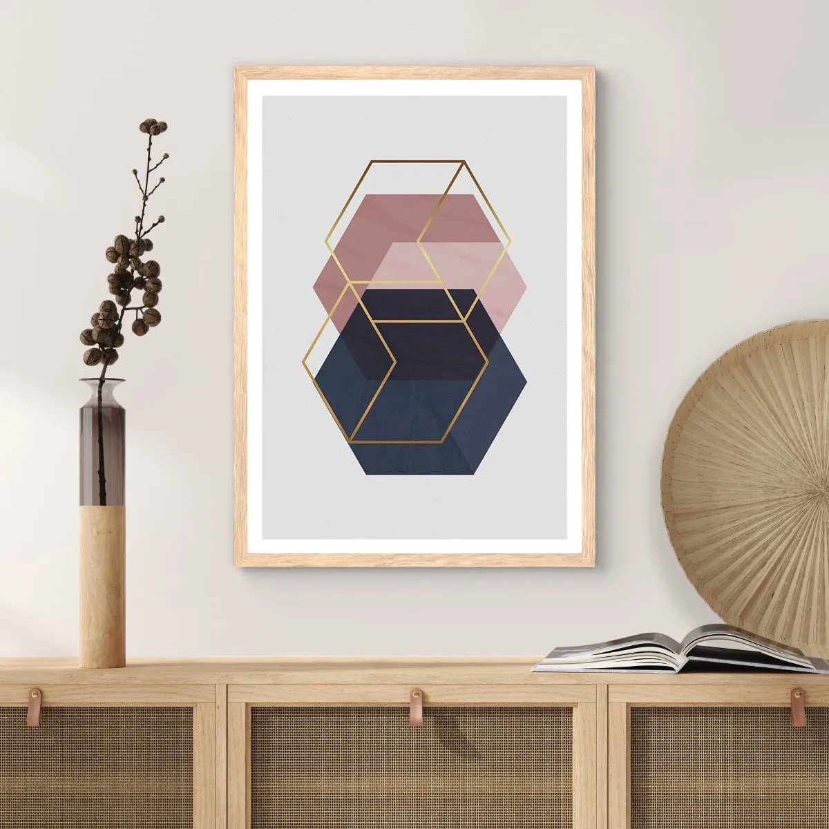 Plakát v rámu světlý dub - Síla jednoduchosti - 40x50 cm