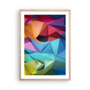 Plakát v rámu světlý dub - Duhové origami - 50x70 cm