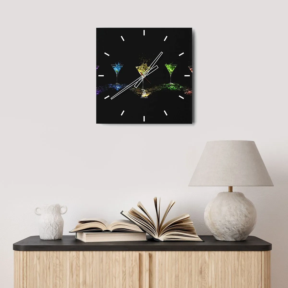 Nástěnné hodiny - Barvy radosti v křišťálovém skle - 30x30 cm