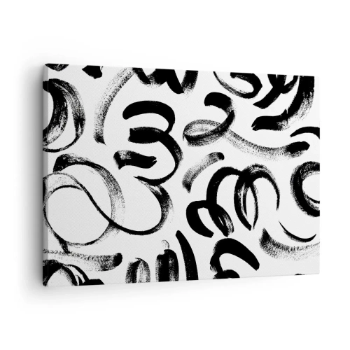 Obraz na plátně - Černé abstraktní tahy štětcem na bílém pozadí - 70x50cm - Černé na bílém - Moderní nástěnná dekorace do obývacího pokoje a ložnice ARTTOR