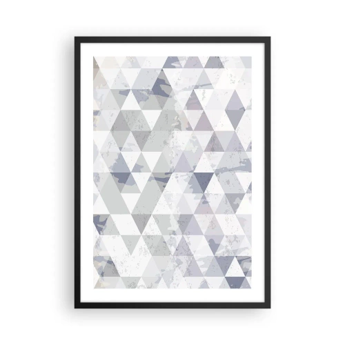 Plakát v černém rámu - Geometrický vzor trojúhelníků v odstínech šedé - 50x70cm - V rytmu na tři - Moderní nástěnná dekorace do obývacího pokoje a ložnice ARTTOR