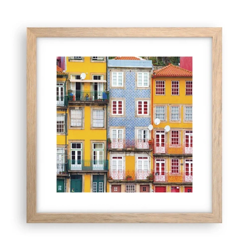 Plakát v rámu světlý dub - Barvy starého města - 30x30 cm