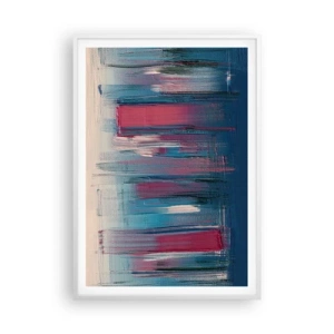 Plakát v bílém rámu - Vertikální kompozice v modré a červené - 70x100 cm