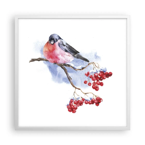 Plakát v bílém rámu - Barevná zima - 60x60 cm