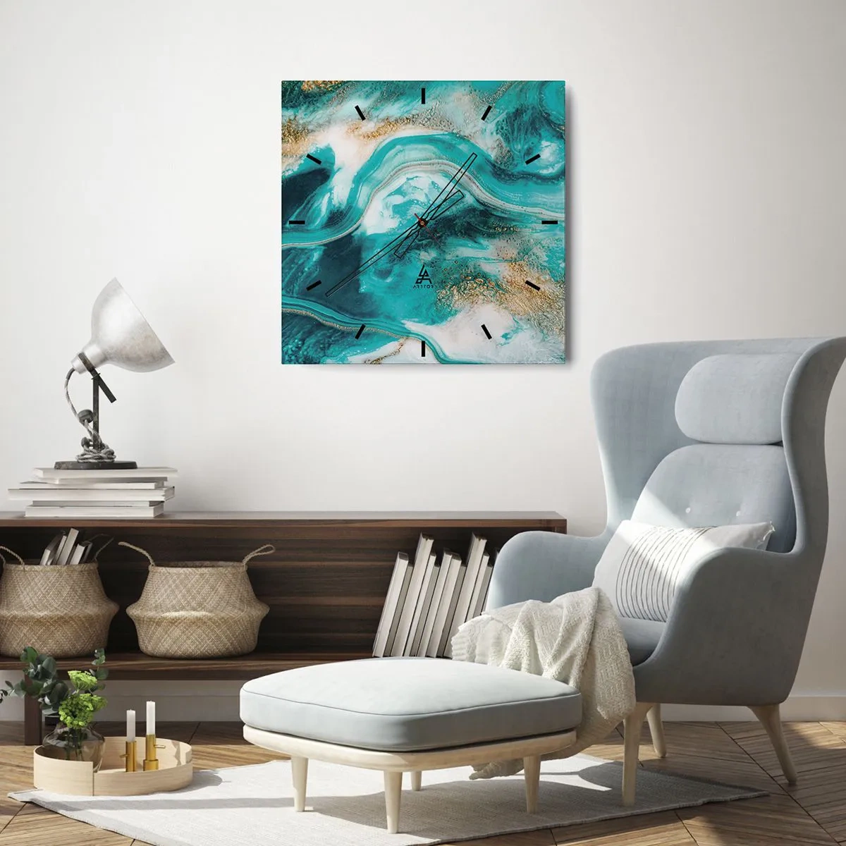 Nástěnné hodiny - Řeka zlata - 40x40 cm