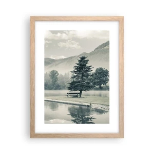 Plakát v rámu světlý dub - Jezero ještě spí - 30x40 cm