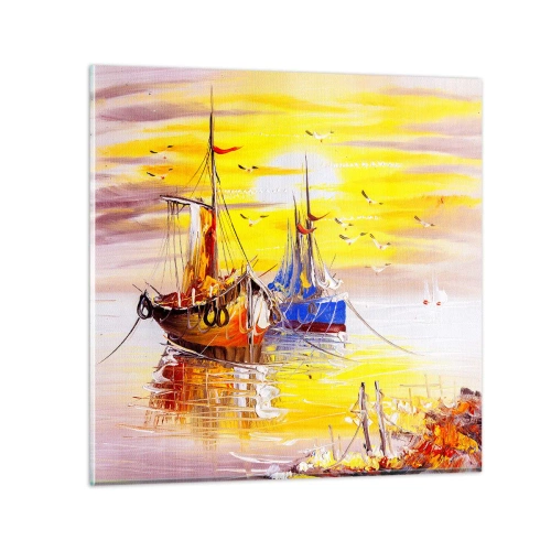 Obraz na skle - Zasloužený odpočinek v přístavu - 30x30 cm