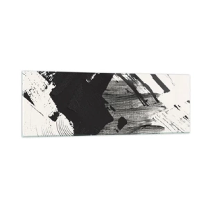 Obraz na skle - Abstrakce – exprese černé - 90x30 cm