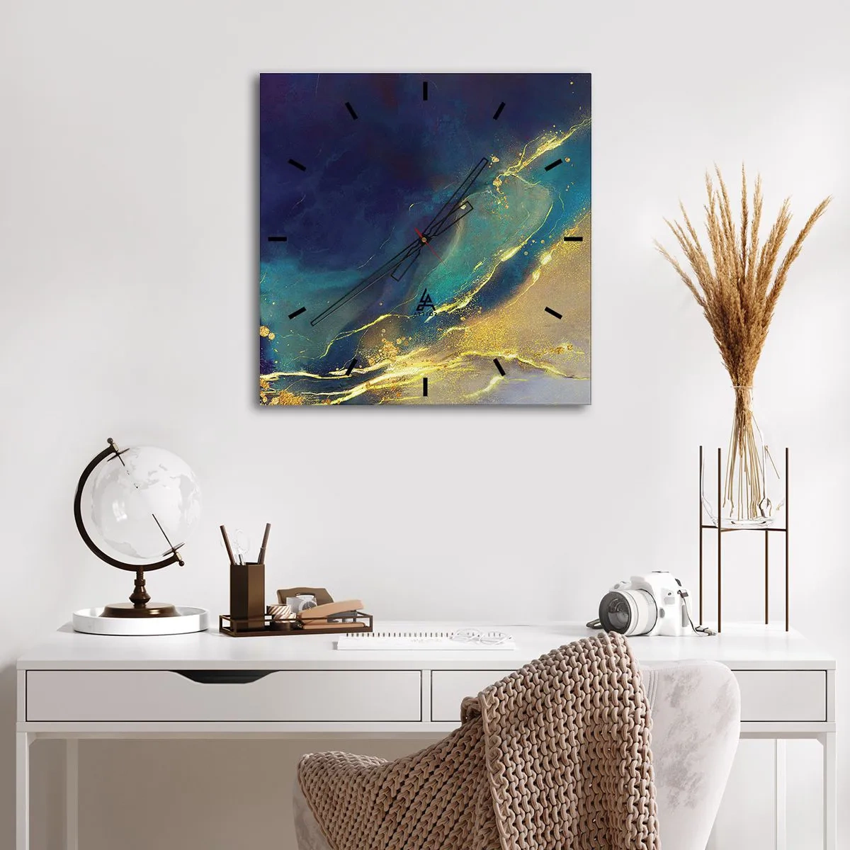 Nástěnné hodiny - Zlatý močál - 40x40 cm