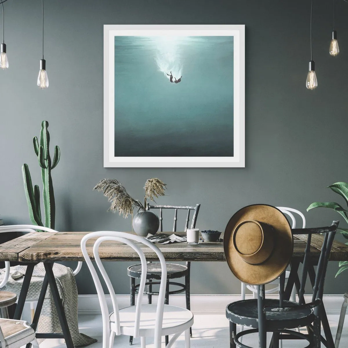 Plakát v bílém rámu - V objetí oceánu - 50x50 cm