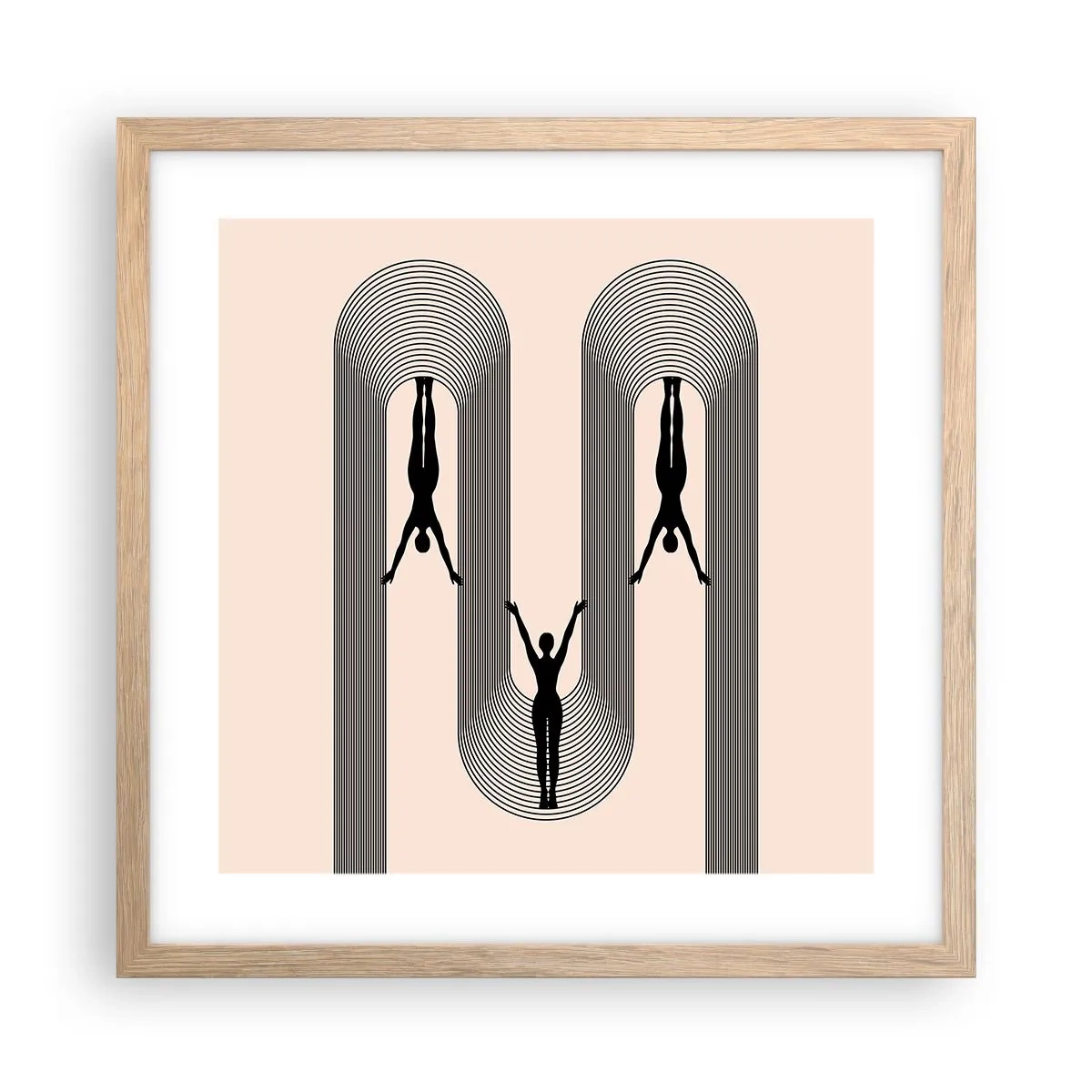 Plakát v rámu světlý dub - Vzhůru nohama - 40x40 cm