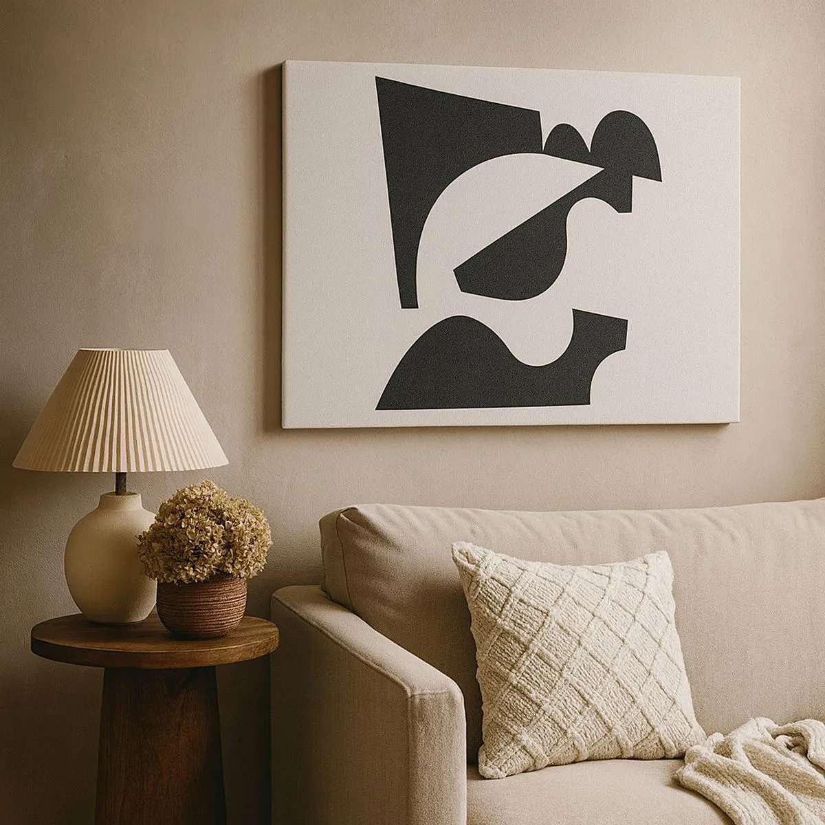 Obraz na plátně - Abstraktní geometrické kompozice v černé a bílé - 70x50cm - K samostatnému ukládání - Moderní nástěnná dekorace do obývacího pokoje a ložnice ARTTOR