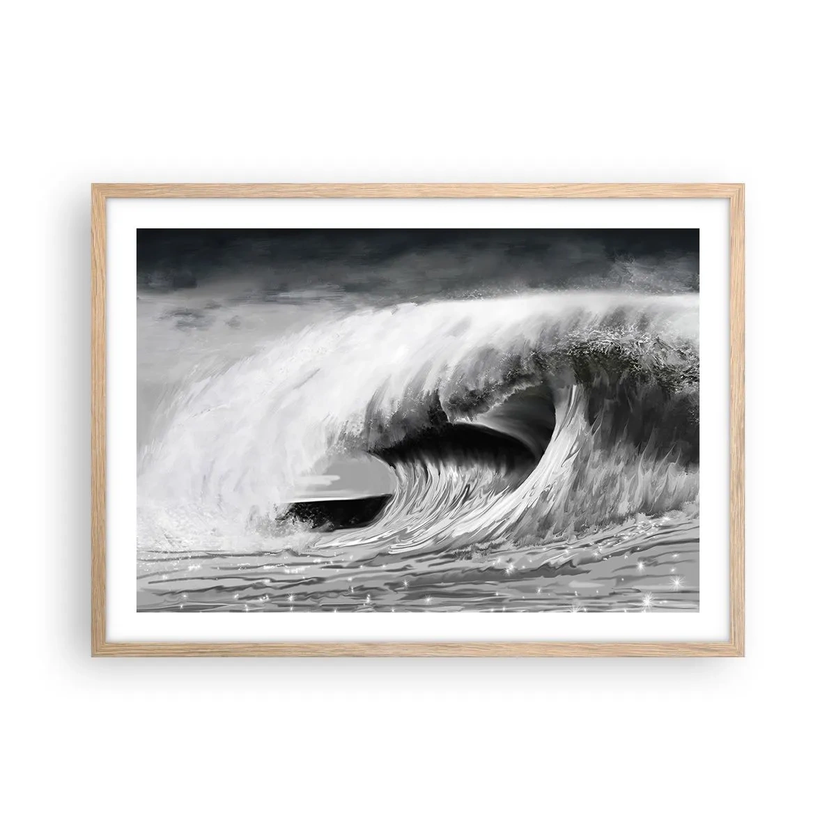 Plakát v rámu světlý dub - Hněv oceánu - 70x50 cm