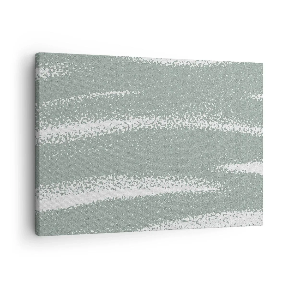 Obraz na plátně - Zimní vlny v odstínech máty a bílé - 70x50cm - Abstrakce v zimním stylu - Moderní nástěnná dekorace do obývacího pokoje a ložnice ARTTOR