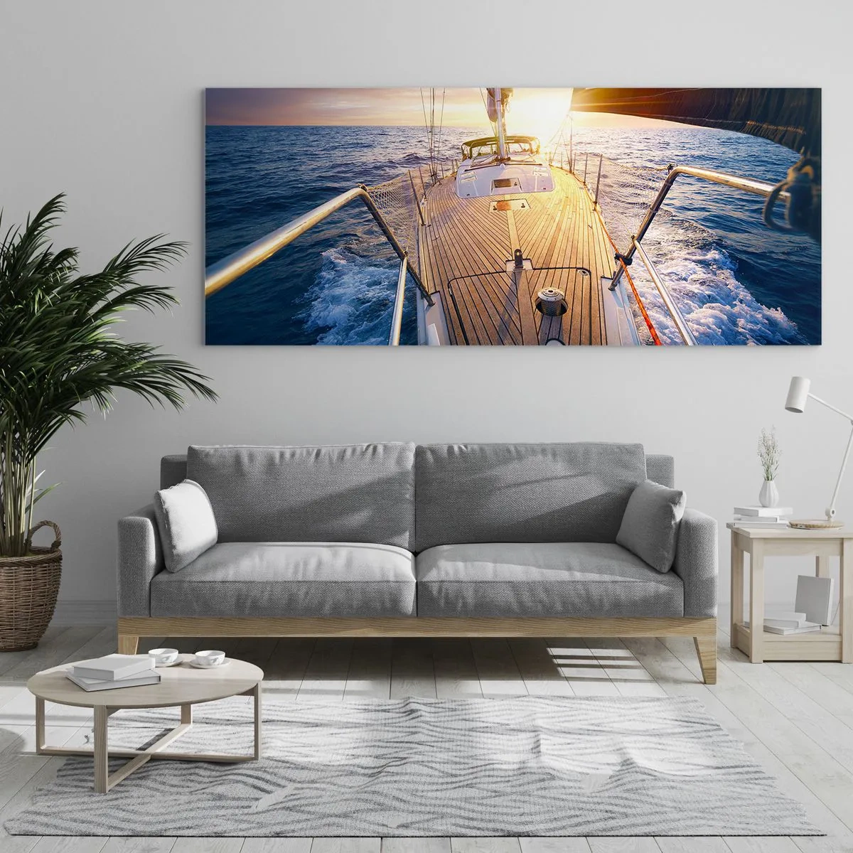 Obraz na skle - Běžící po vlnách - 90x30 cm