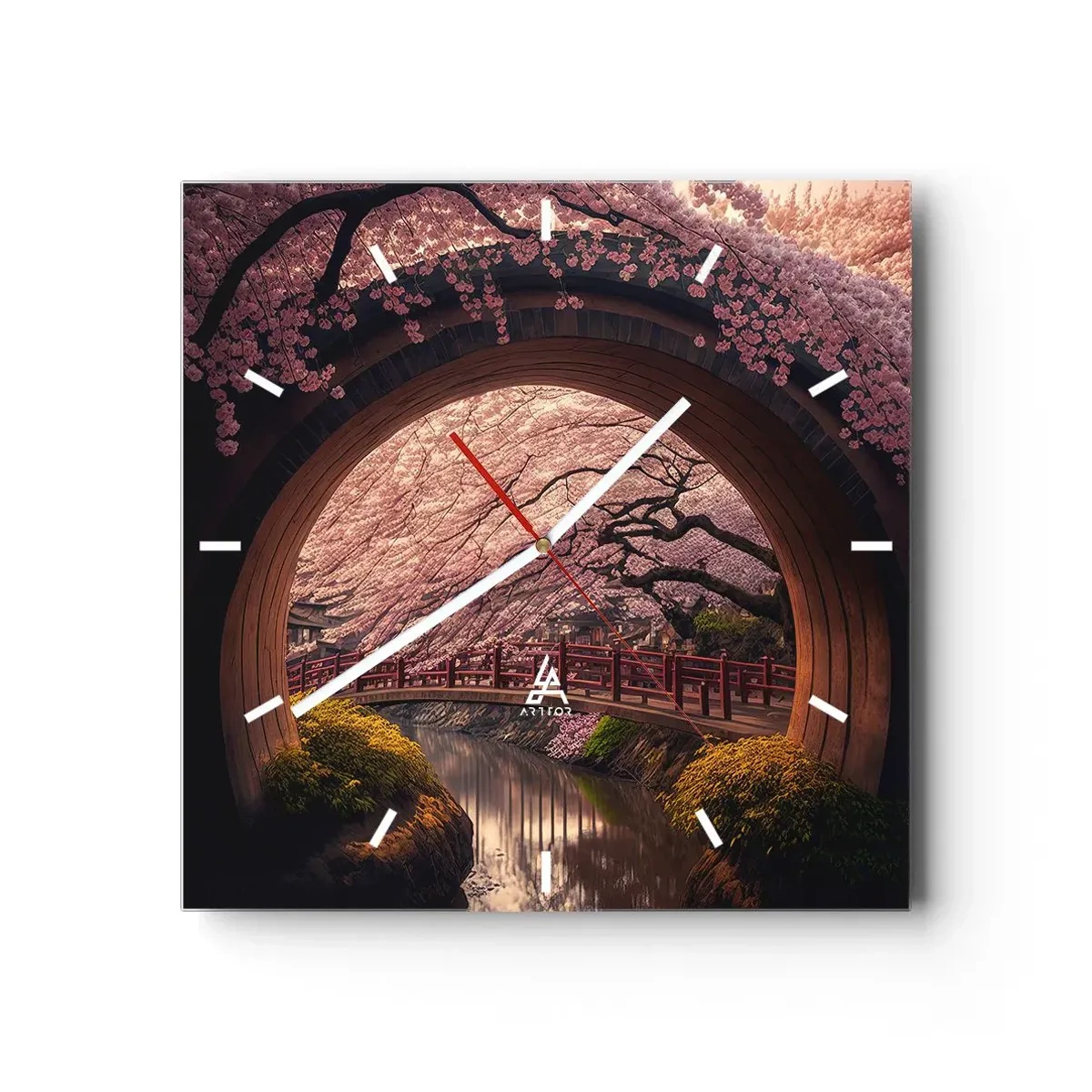 Nástěnné hodiny - Japonské jaro - 30x30 cm