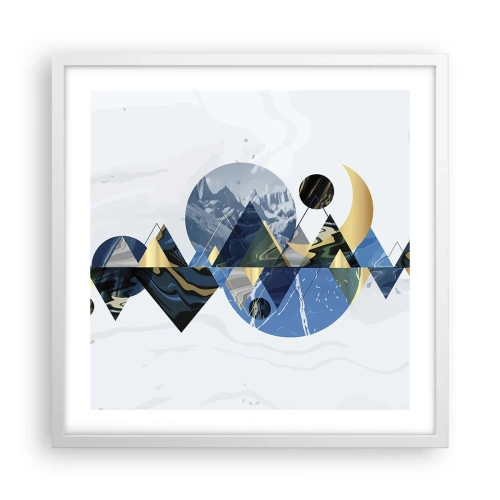 Plakát v bílém rámu - Geometrická krajina - 50x50 cm