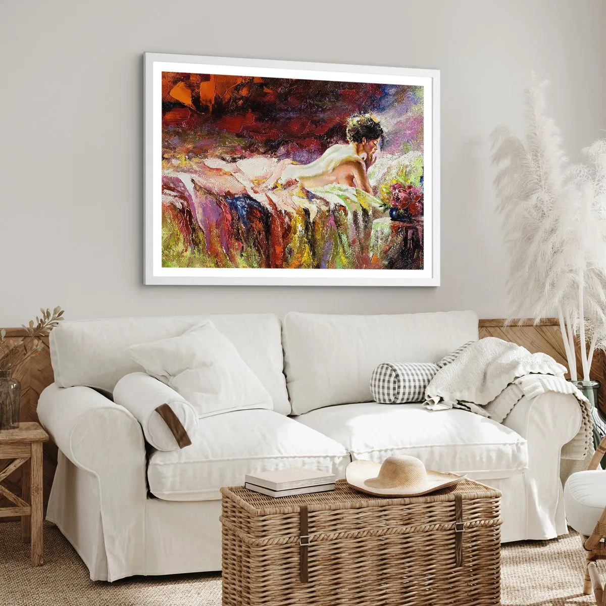 Plakát v bílém rámu - Zamyšlená Venuše - 100x70 cm