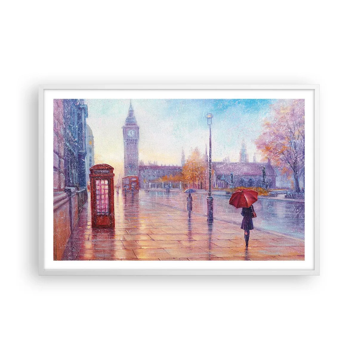 Plakát v bílém rámu - Londýnský podzimní den - 91x61 cm