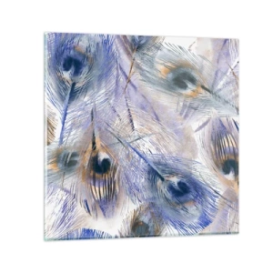 Obraz na skle - Kompozice pavího oka - 30x30 cm