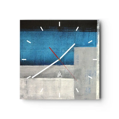 Nástěnné hodiny - Poetická kompozice šedé a modré - 30x30 cm