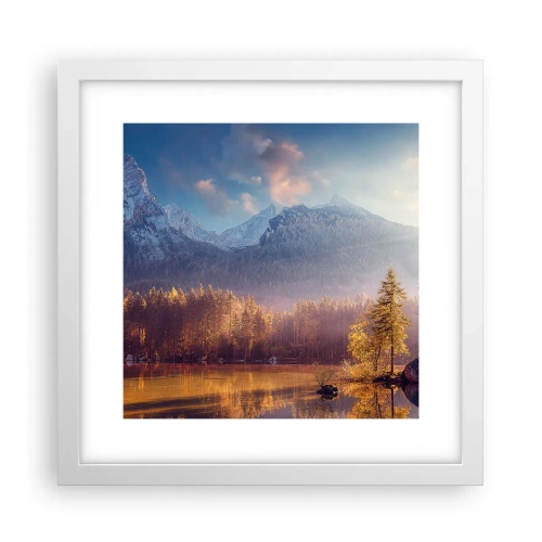 Plakát v bílém rámu - V horách a údolích - 30x30 cm