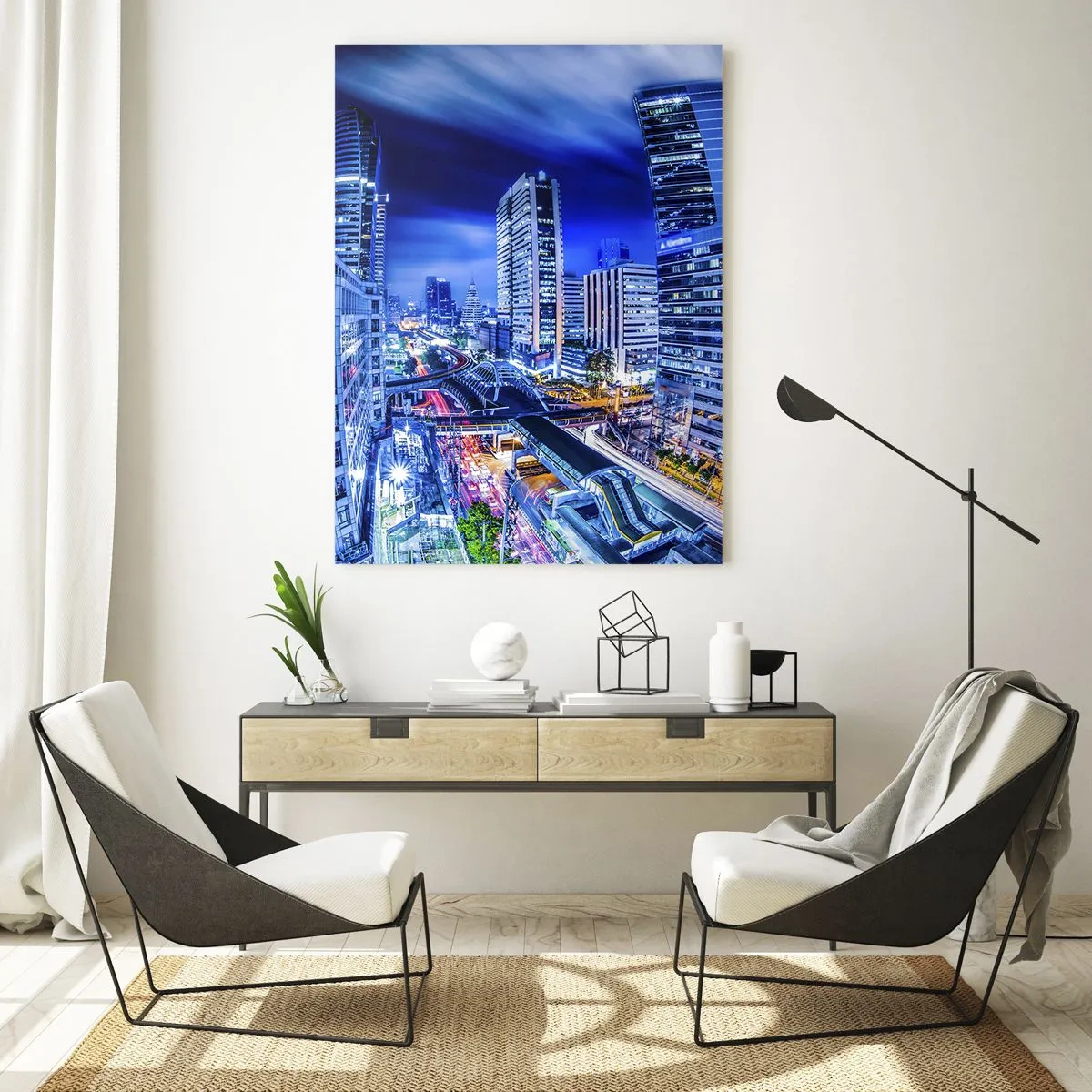 Obraz na skle - Rytmy nočního města - 50x70 cm