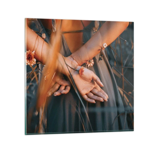 Obraz na skle - Propojená s přírodou - 60x60 cm