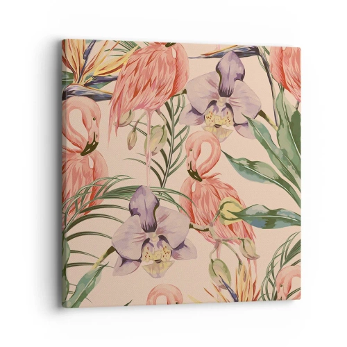Obraz na plátně - Růžový balet v květech - 40x40 cm