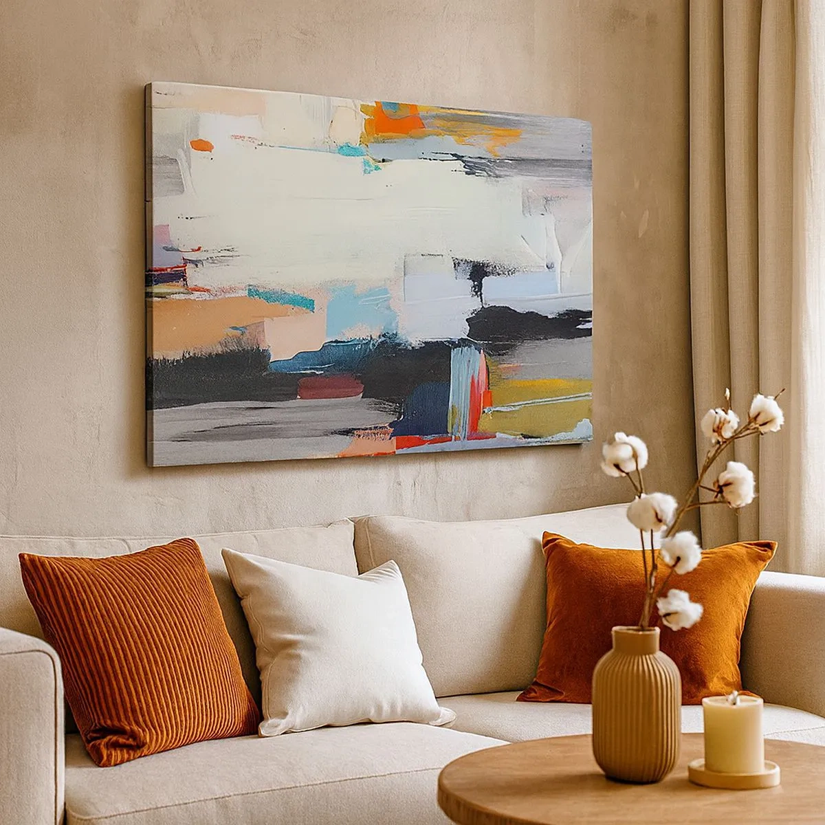 Obraz na plátně - Barevná abstrakce s dynamickými tahy štětcem - 70x50cm - Nějaký způsob? - Moderní nástěnná dekorace do obývacího pokoje a ložnice ARTTOR