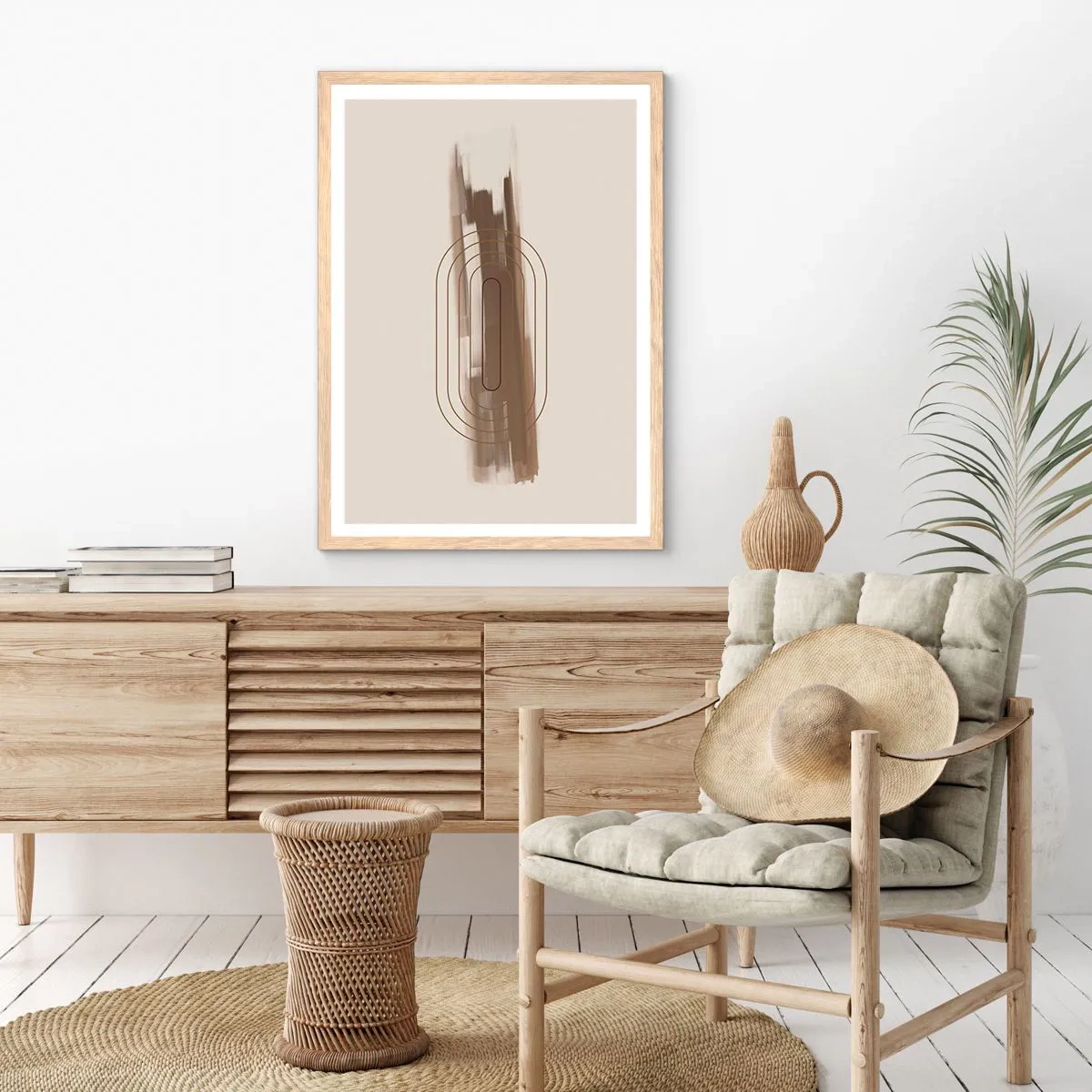 Plakát v rámu světlý dub - Závan šedi - 70x100 cm