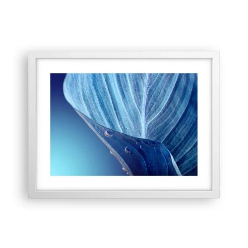 Plakát v bílém rámu - Skryté kapky modři - 40x30 cm
