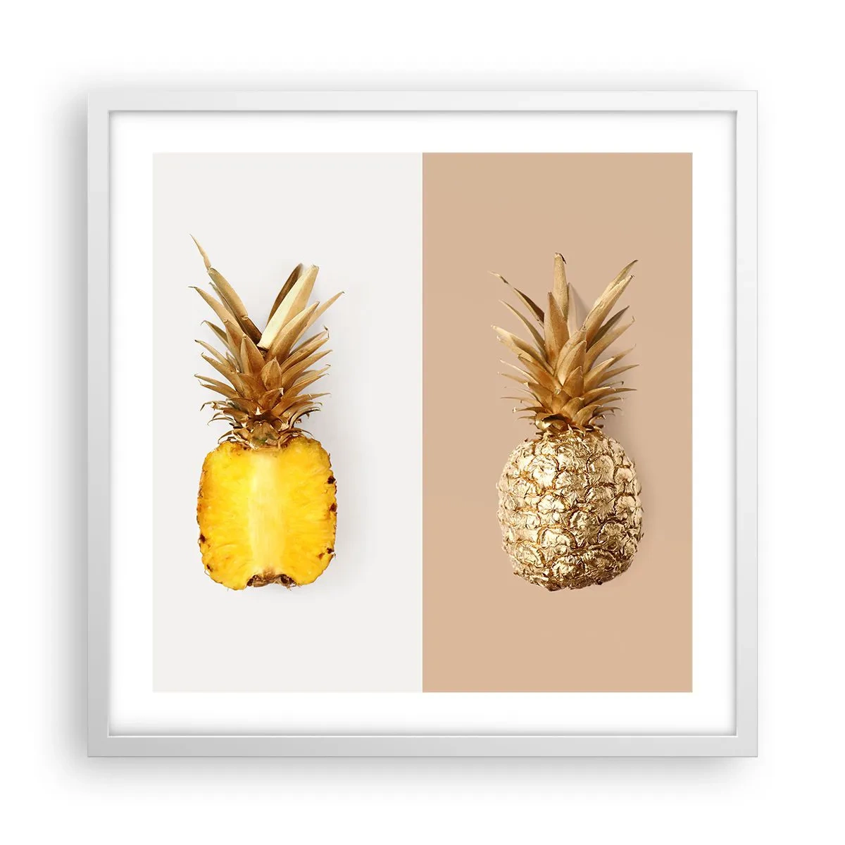 Plakát v bílém rámu - Ananas pro nás - 50x50 cm