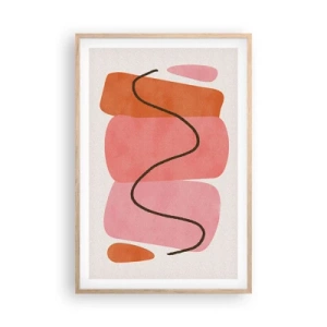 Plakát v rámu světlý dub - Jemný pohyb forem - 61x91 cm