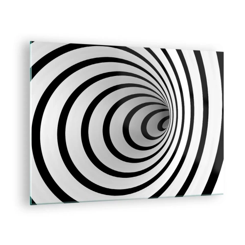 Obraz na skle - Abstraktní spirálový vzor v černé a bílé - 70x50cm - Taky nemůžete odolat? - Moderní nástěnná dekorace do obývacího pokoje a ložnice ARTTOR