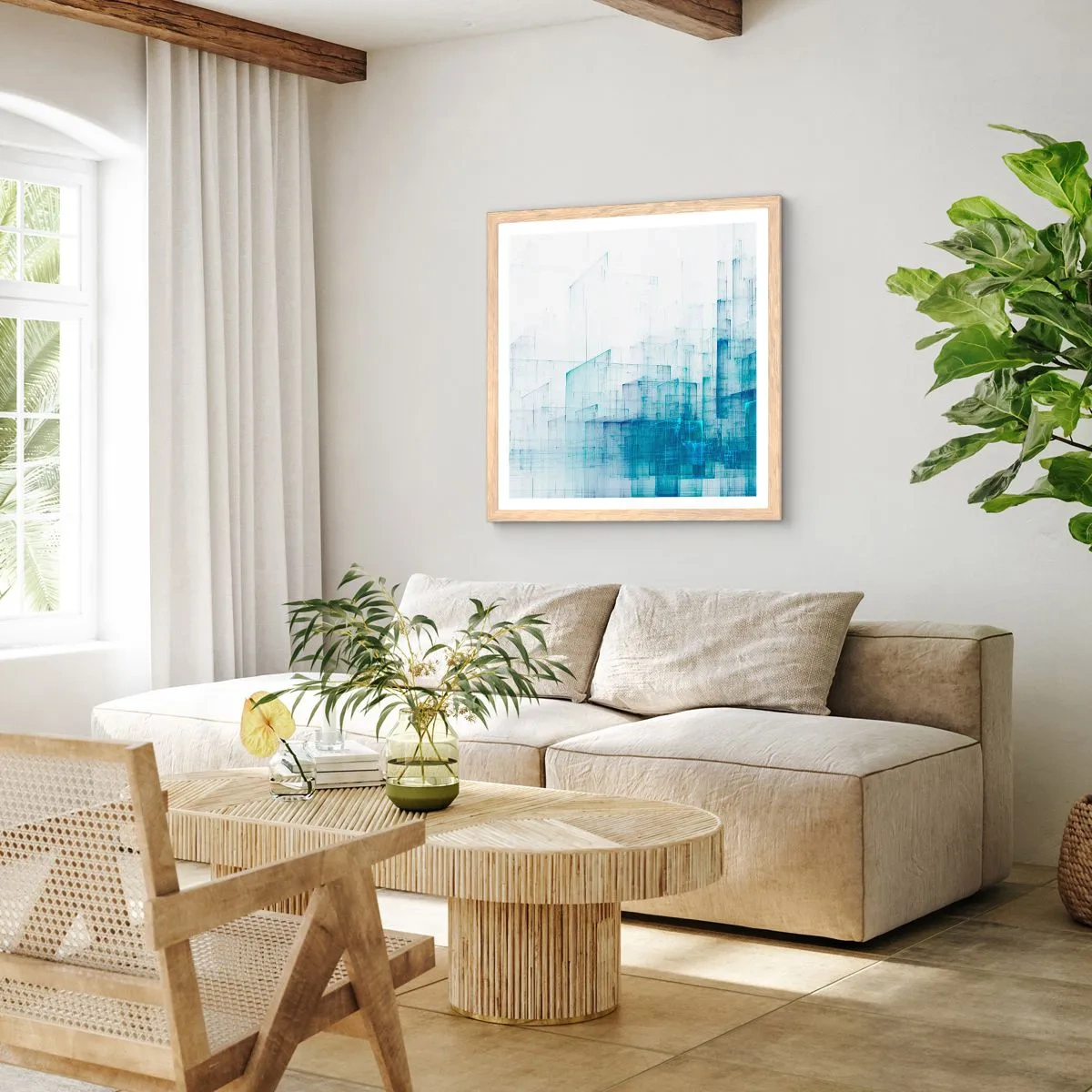 Plakát v rámu světlý dub - Jak se stal prostor - 50x50 cm