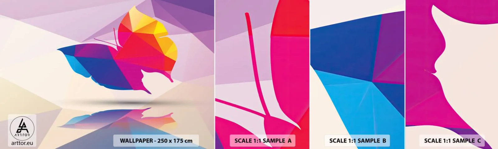 Fototapeta Vzorek Standard Eco - Motýlí duha - Hmyz, Motýl, Geometrický obrazec - 100x30 cm