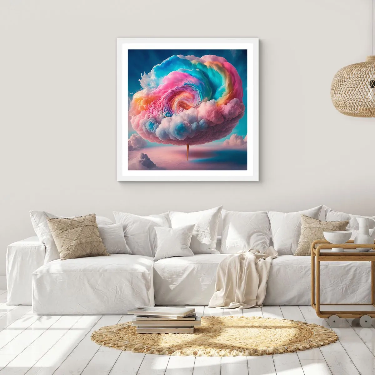 Plakát v bílém rámu - Sen o zábavním parku - 40x40 cm