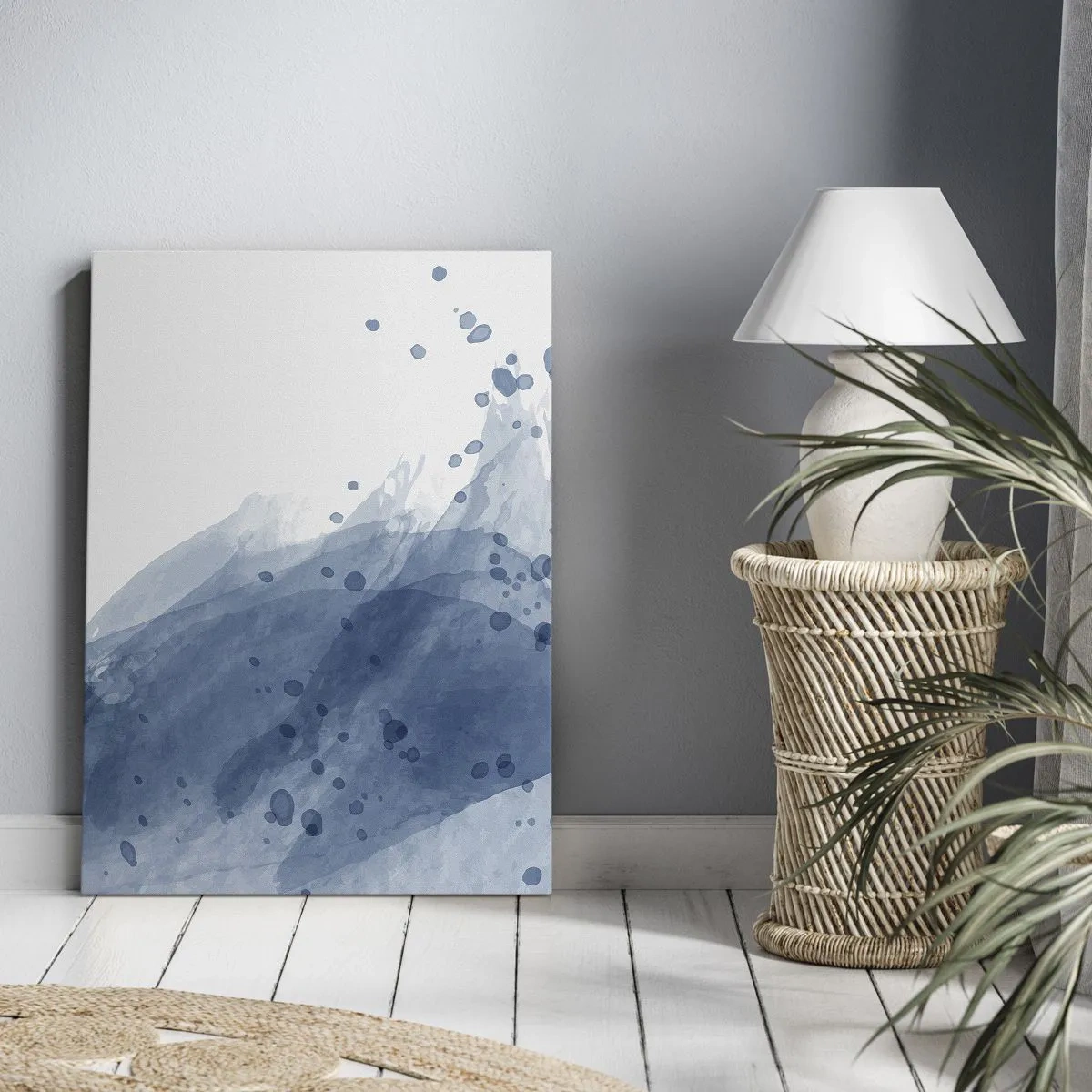 Obraz na plátně - Modrý tyl - 55x100 cm
