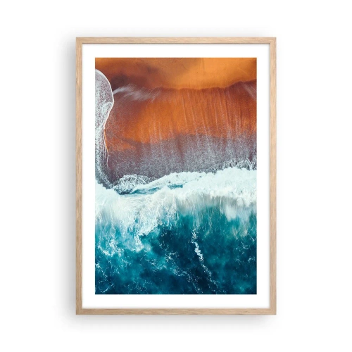 Plakát v rámu světlý dub - Dotek oceánu - 50x70 cm