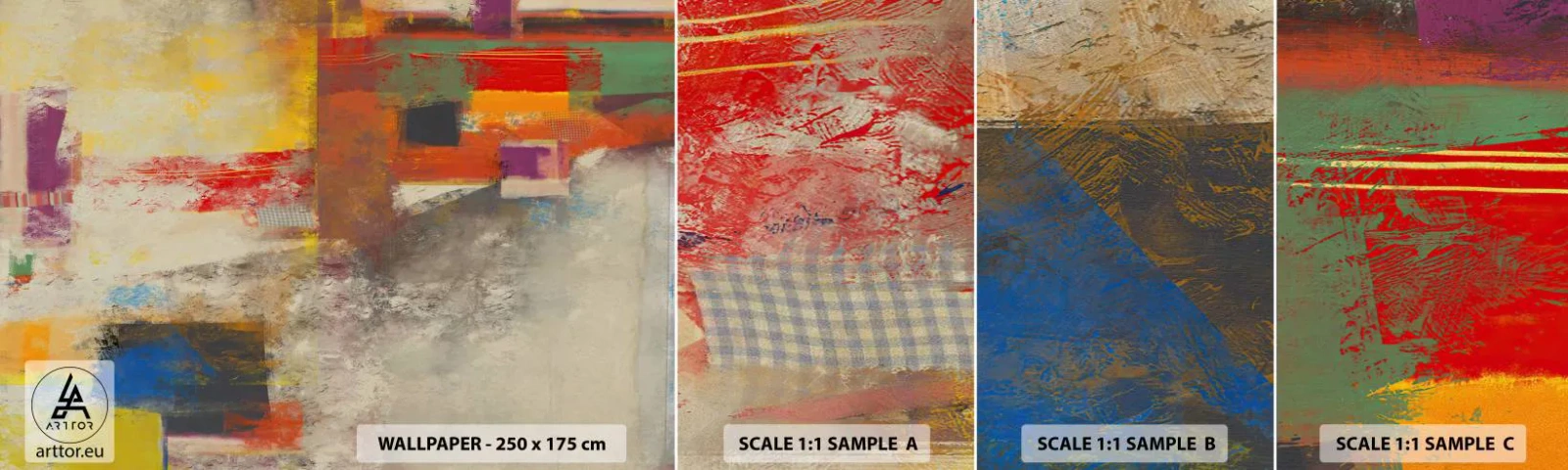 Vzor Fototapety Samolepicí Deluxe Sticker - Geometrie barev - Abstrakce, Kus, Malování - 100x30 cm